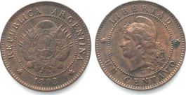 ARGENTINA 1 Centavo 1893 LIBERTAD Bronze SELTEN! vz