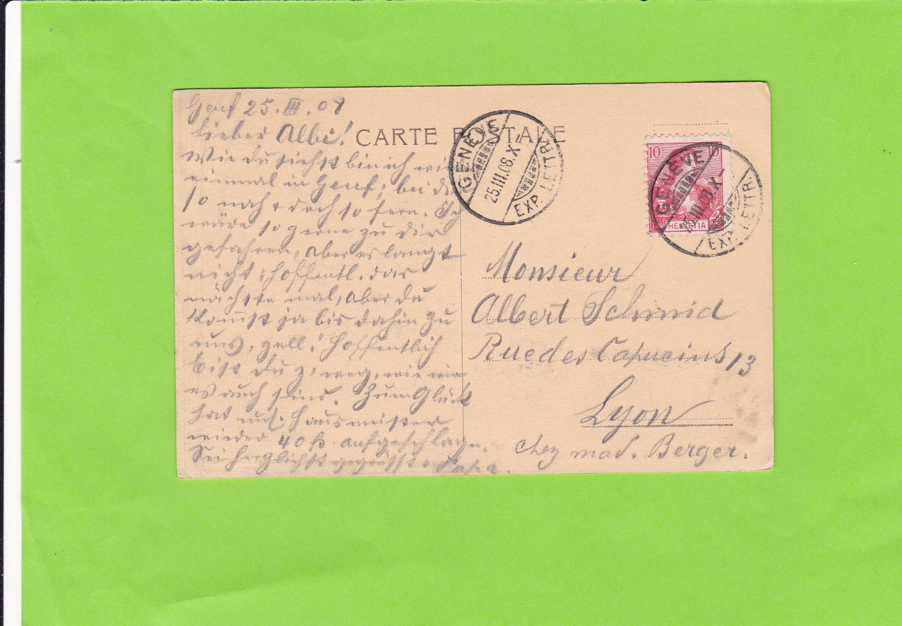 Cartoline postali: Genève--1908 – Usato da St. Peterzell venduto da neckertal 1