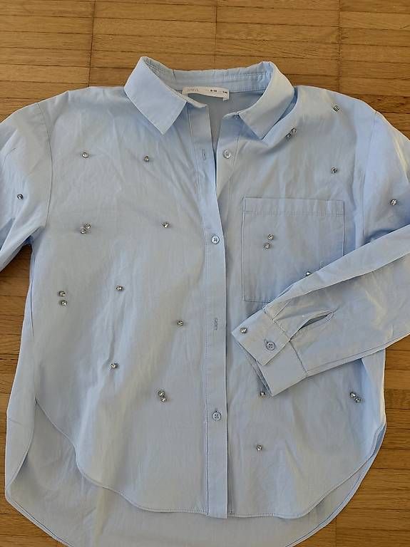 Camicette, T-shirt & Top: Mädchen Hemd mit Glitzersteinen hellblau Zara 140 – Usato da Altendorf venduto da Elite-S
