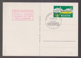 Tutti i francobolli: Postkarte "Chavez-Gedenkfeier" Brig 1960. – Usato da Koblenz venduto da Boerse6 1
