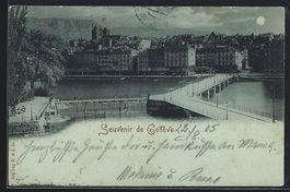 Mondschein-AK Genève, Flusspartie mit B