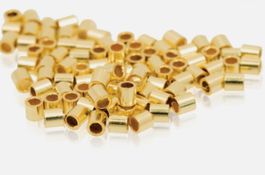 50 Crimp Tubes Quetschröhrchen 925 Sterling Silber vergolde