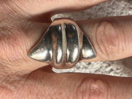 Vintage Silberring, MUSCHEL (Grösse 58)
