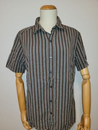 Herren Kurzarmhemd braun gestreift Groesse L neu