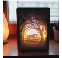 3D Papercut Lightbox - RECTANGLE Unicorn - night lamp decor