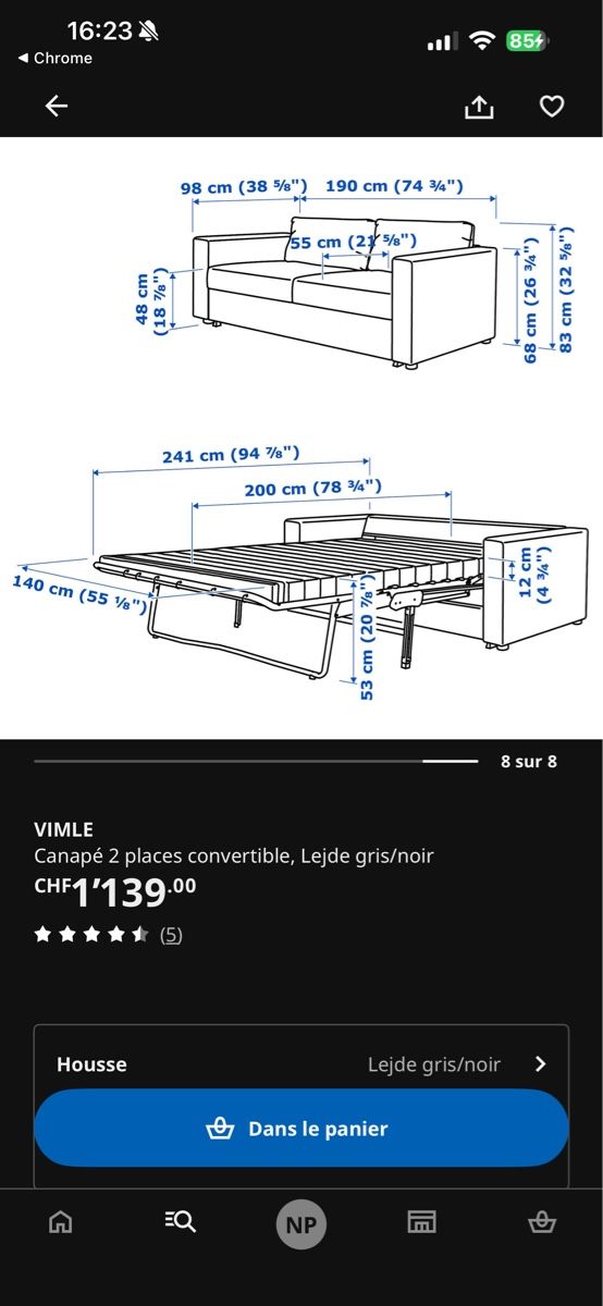 Sofas: VIMLE canape 2 places convertible Lejde – Gebraucht aus Plan-les-Ouates von Natprz 1