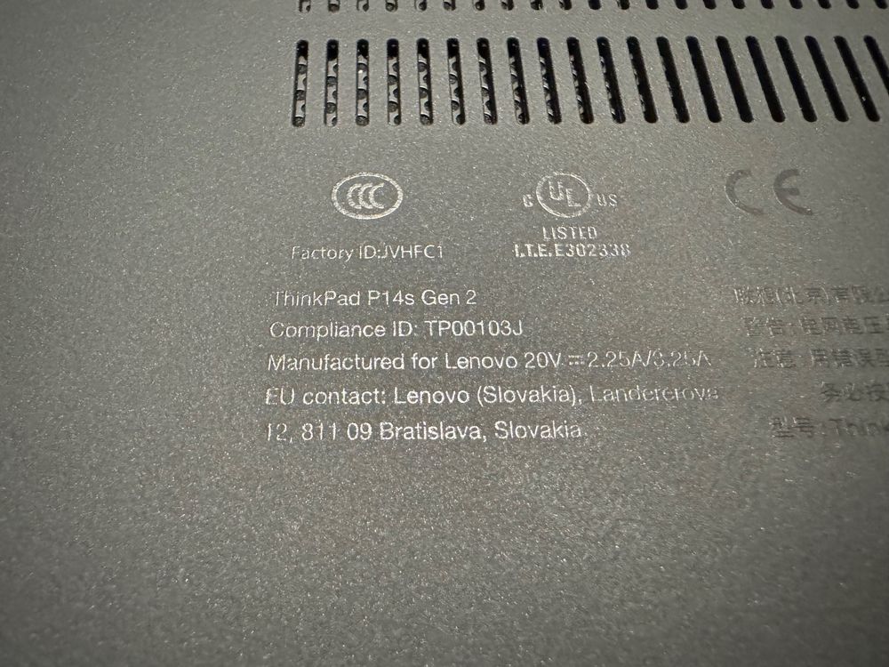 Lenovo ThinkPad P14s Gen 2 - CPU i7@2.8GHz, 32 GB DDR4 RAM 4