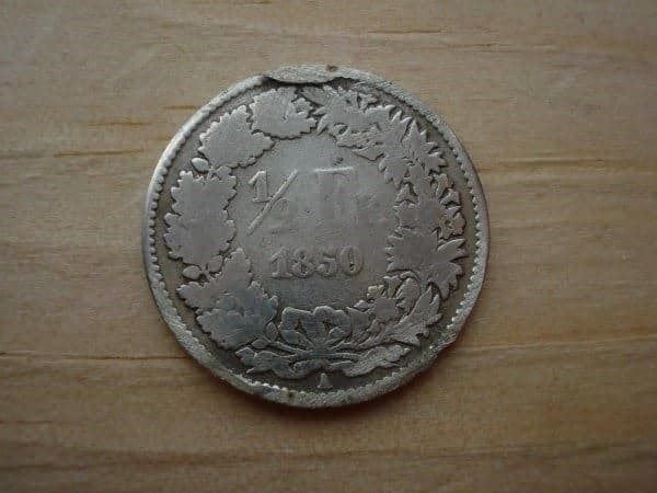Alle Münzen: (A4)  1/2 Franken 1850 – Gebraucht aus Erlach von Net-Coins