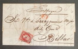 FRANCE 1863: Lettre Paris–Bilbao, 80 c