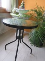 1x Bistro 🤩Tisch rund Gartentisch Glasplatte + Gestell