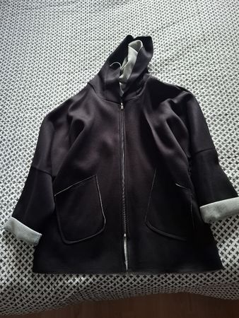 Giacca donna con cappuccio nero grigio taglia XL