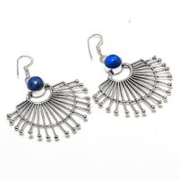Lapis Lazuli Gemstone Handmade Gift Jewelry Earring 2.17"
