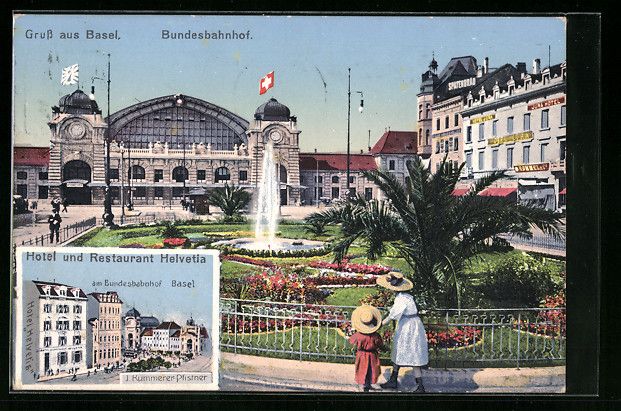 Cartoline postali: Basel, Bundesbahnhof, Hotel, Restaurant  – Usato da Berlin venduto da bartko-reher