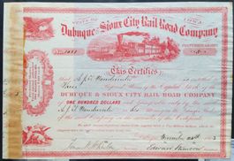 Aktie: Dubuque and Sioux City Rail Road Company 1863