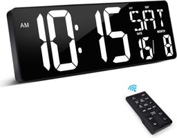 Wanduhr Digital 42cm mit Fernbedienung und Temperaturanzeige