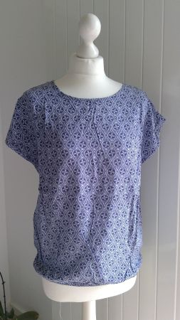 T-shirt Blouse Chemisier motifs bleus CHICORÉE, taille XS