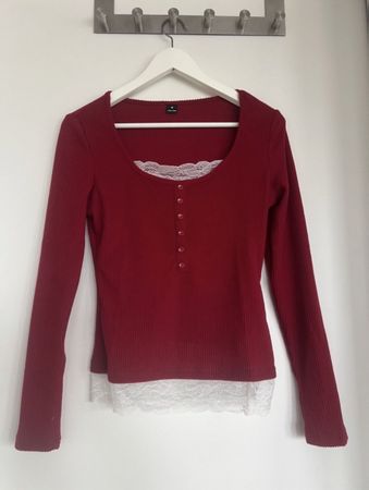 LANGARMSHIRT MIT SPITZE UNGETRAGEN GRÖSSE S