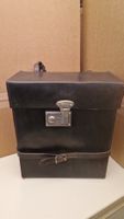 Vintage Koffer, Leder, Schwarz, 39x30x19cm