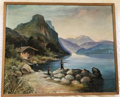 Antikes Ölgemälde R. Amrein 1904 - Original Partie Walensee