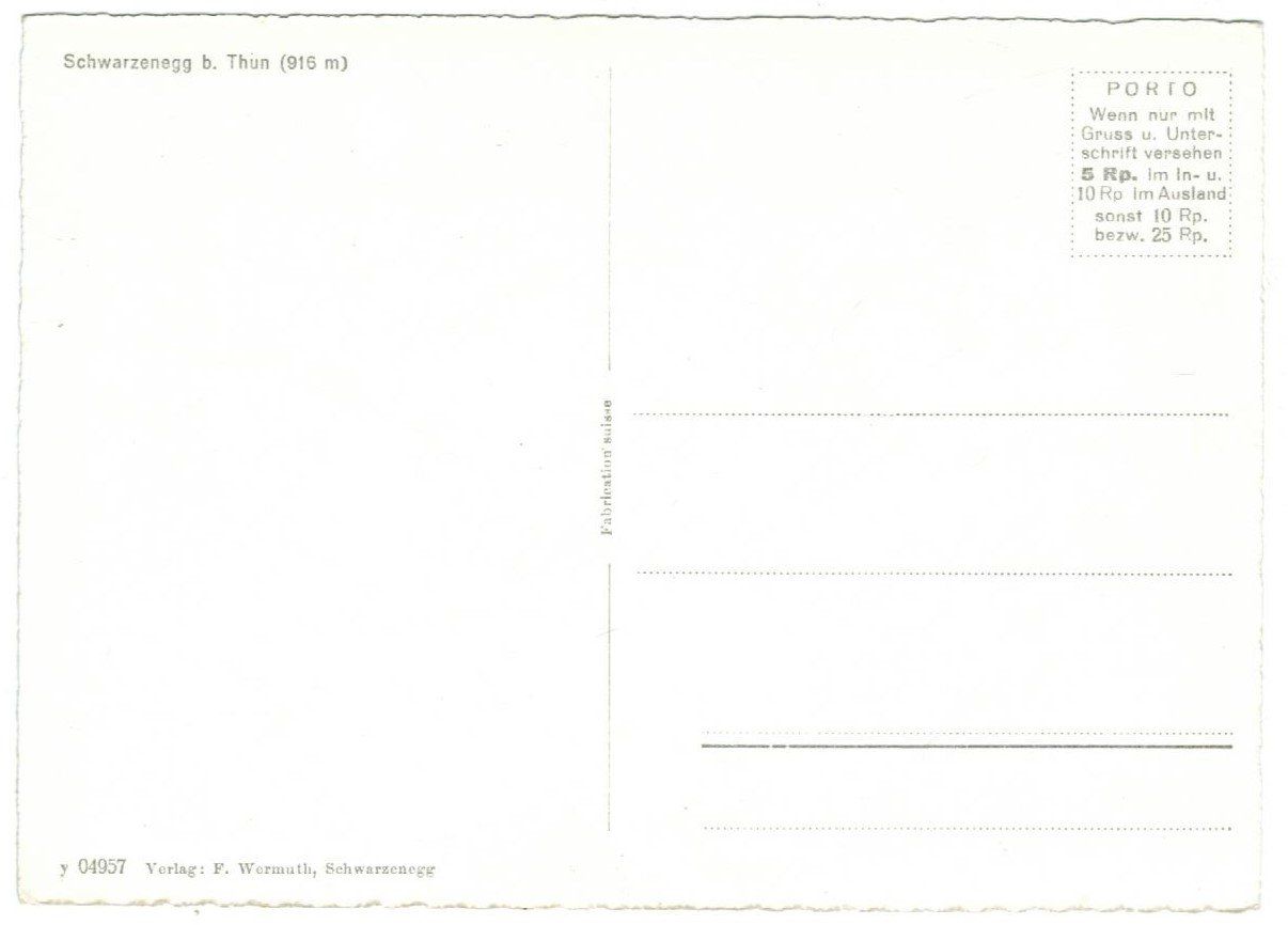 Cartoline postali: AK Schwarzenegg bei Thun – Usato da Zürich venduto da tol_b7c7 1