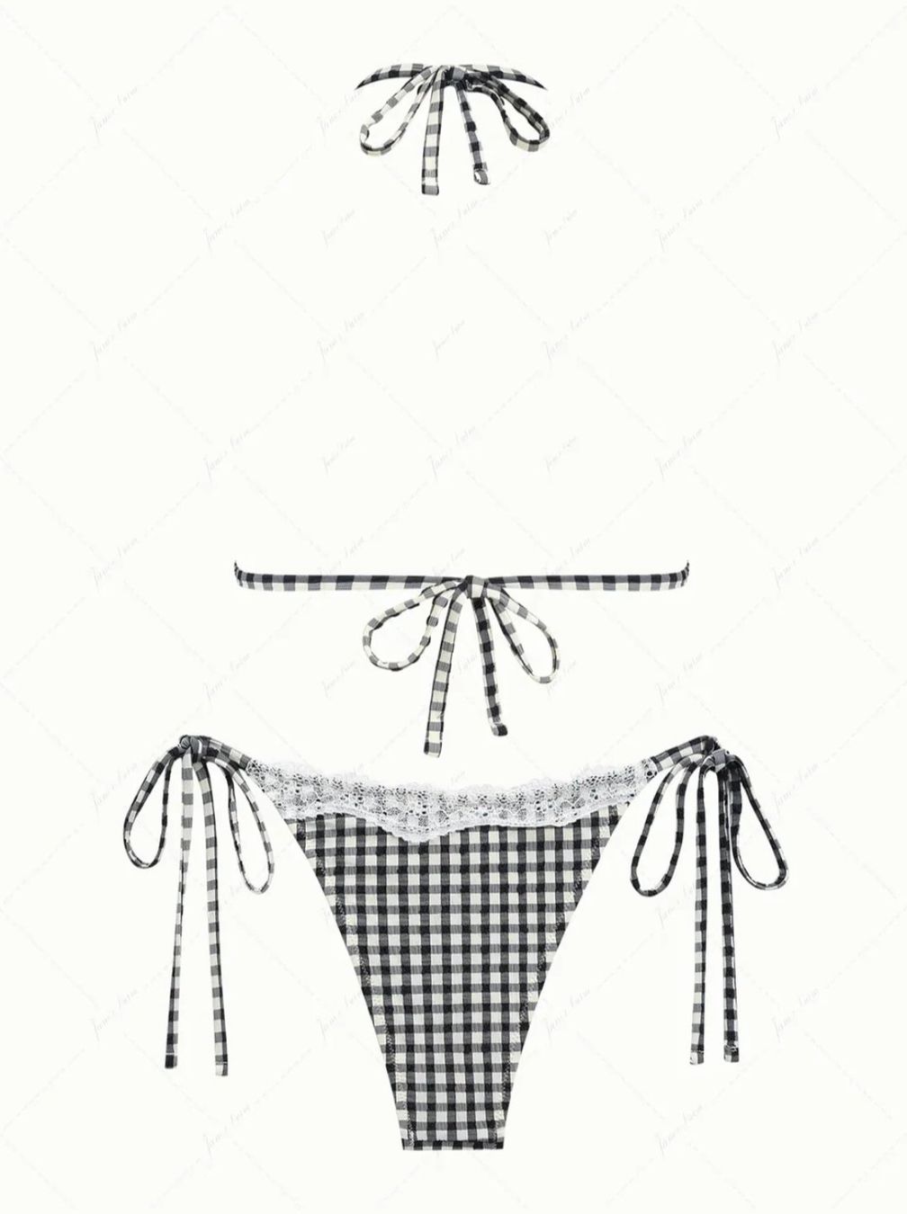 Costumi da bagno & Bikini: Black Plaid Lace Bikini Set – Nuovo e nell'imballaggio originale da Marly venduto da Nabrudis 1