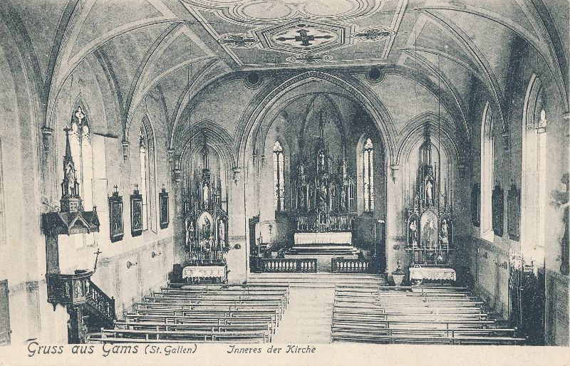 Cartoline postali: Gams Gruss aus ... inneres Kirche c1910 – Usato da Emmenbrücke venduto da teestube