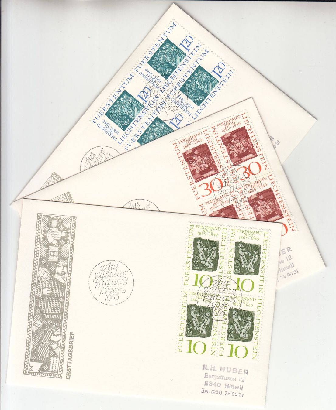 Tutti i francobolli: LBK 390 - 392 im 4er-Block FDC – Usato da Bürglen TG venduto da StampGraf