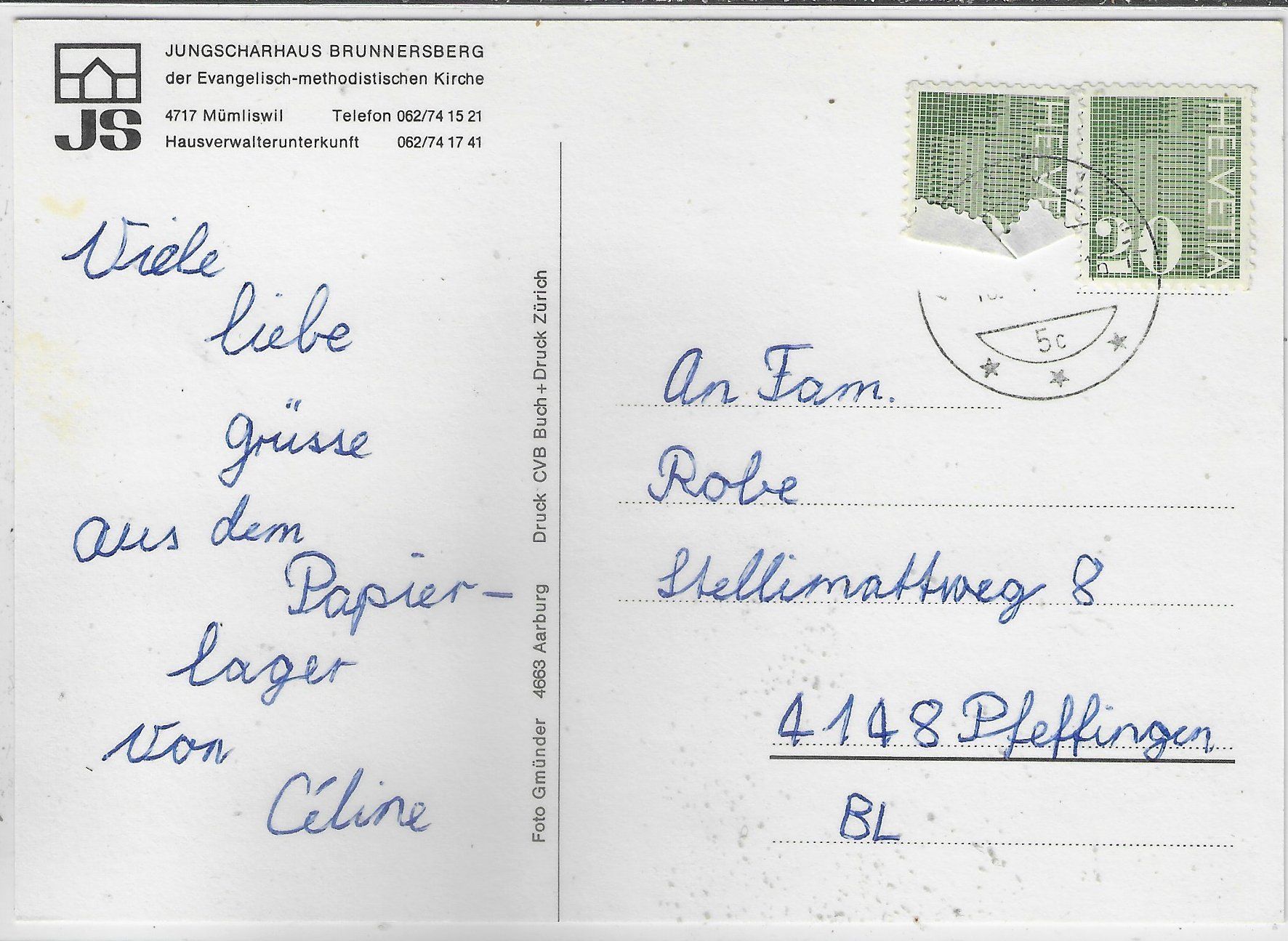 Cartoline postali: Jungscharhaus Brunnersberg - Mümliswil – Usato da Ettingen venduto da Kartenplanet 1