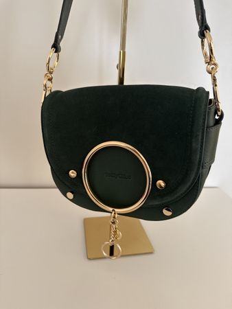 See by Chloe green suede crossbody bag