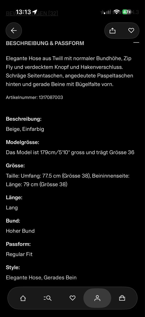 H&M Pantaloni: H&M Elegante Twillhose grau, Gr. 38 – Nuovo (secondo la descrizione) da Lachen SZ venduto da ali_5xw5 2