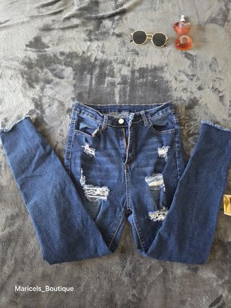 Damenhose Jeans blau Grösse M Ripped Zerrissene Jeans