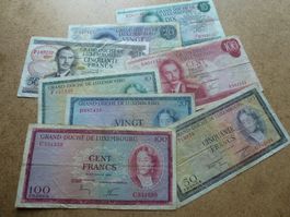 Lot ++ 8 Banknoten aus Luxembourg