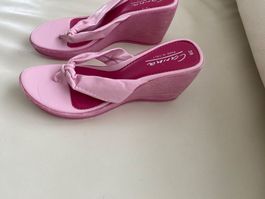MUST HAVE - edle/stylische Keil Flip-Flops, rosa, 38