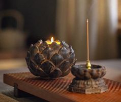 Lotus Kerzenhalter & Räucherstäbchenhalter Set | Zen Dekorat