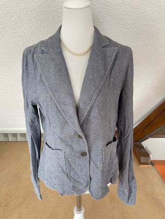 MEXX Sommerblazer Leinen/Cotton Gr. 38/40 tailliert blaugrau