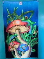 Airbrush Baumwoll-Dekotuch 110x190cm, Frösche im Gras