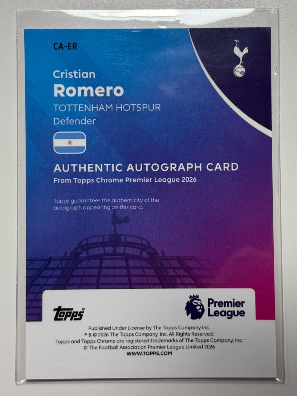 Topps Carte collezionabili: Cuti Romero Tottenham Hotspurs - 2026Topps – Nuovo e nell'imballaggio originale da Genève venduto da F-Rex 1