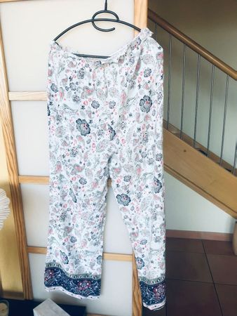 H&M Hose weiss bunt Viscose 100%