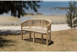 + Gartensitzbank in Bananenform 2-Sitzer Teak 120 cm