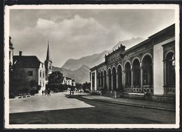 AK Ragaz, Strasse an der Kurhalle, 1940