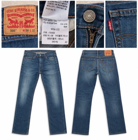 Jeans Levi's 505 Regular Fit Blue Denim Size W36 L32