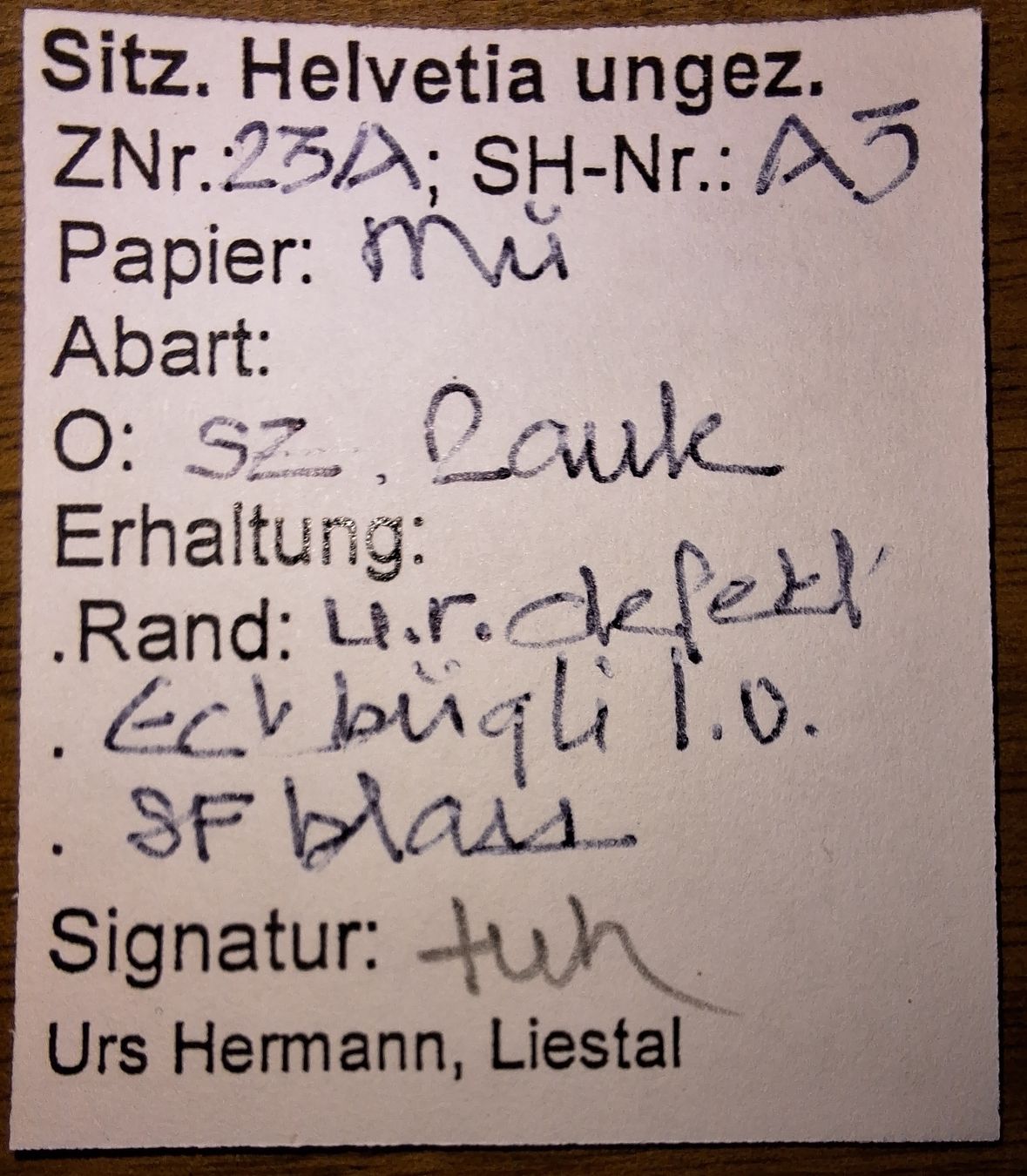 Tutti i francobolli: Strubel 23A3 mit Befund Kat. 110.- – Usato da Balgach venduto da SIMEON27 2