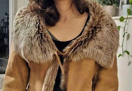 Manteau d'hiver en dain et fourrure synthétique