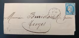 FRANKREICH, FANCY-Stempel „Star“ von Paris nach Troyes 1876