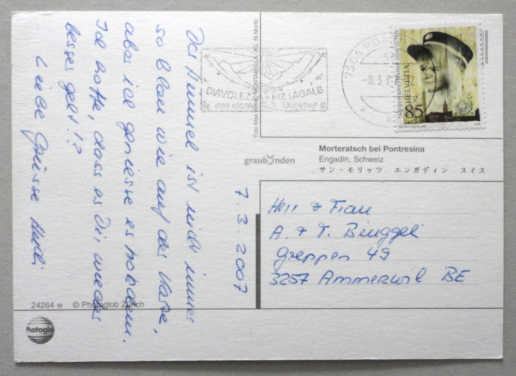 Cartoline postali: Morteratsch bei Pontresina, Engadin – Usato da Fétigny venduto da Billy2miny 1