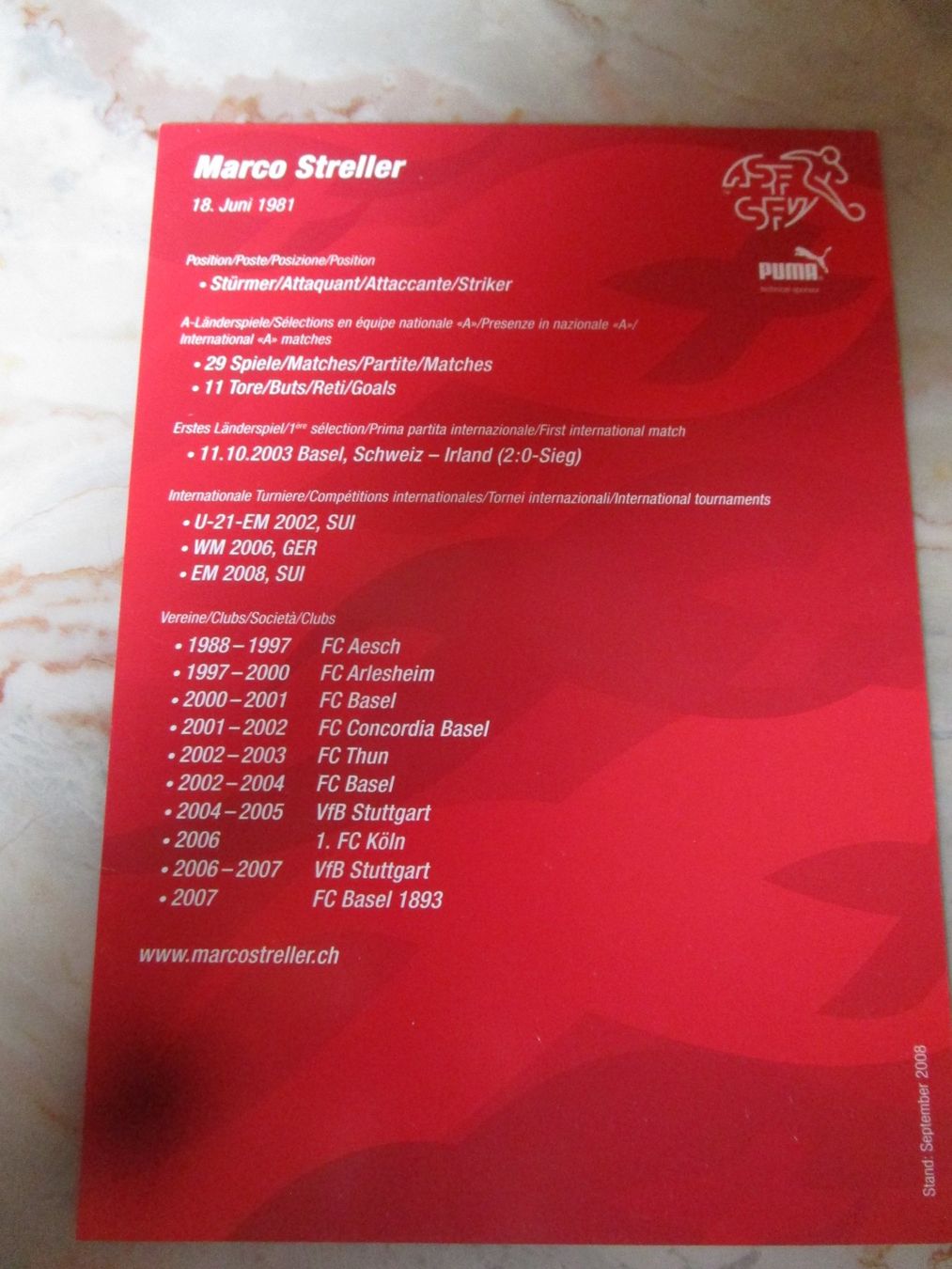Autografi: MARCO STRELLER SCHWEIZER NATI AUTOGRAMMKARTE ORIGINAL – Usato da GUTENSWIL venduto da Alpina6 1