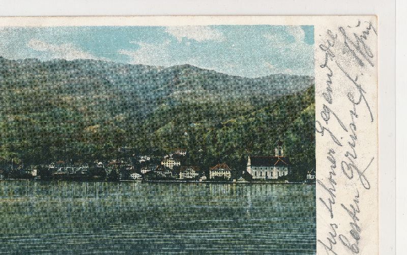 Cartoline postali: Gersau - vom See Litho + 1903 – Usato da Emmenbrücke venduto da teestube