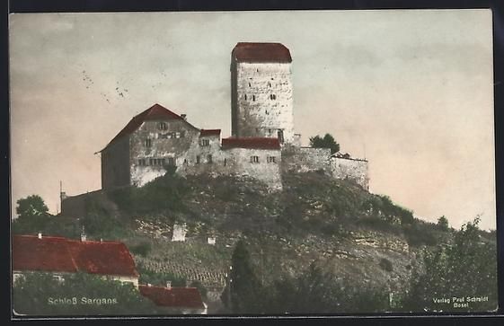 Ansichtskarten: AK Sargans, Blick auf das Schloss, 1921 – Gebraucht aus Berlin von bartko-reher