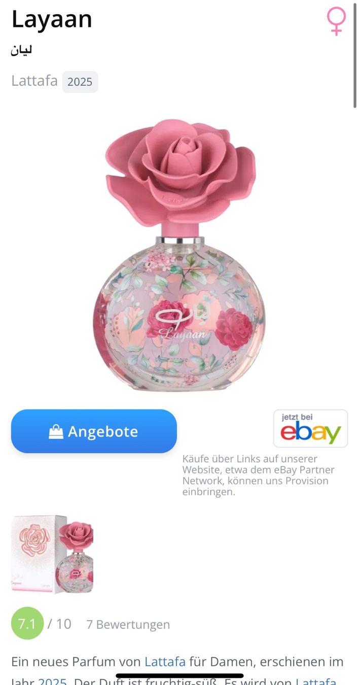 Lattafa Profumi & Eau de Toilette: Lattafa Layaan EDP 2ml. Abfüllung – Usato da Zürich venduto da deruja 1