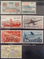SCHWEIZ - SWITZERLAND: 7 Flugpostmarken, O, aus 1938–1949